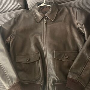Vintage Mossi Motorsports Apparel Brown Leather Jacket with Front Pockets